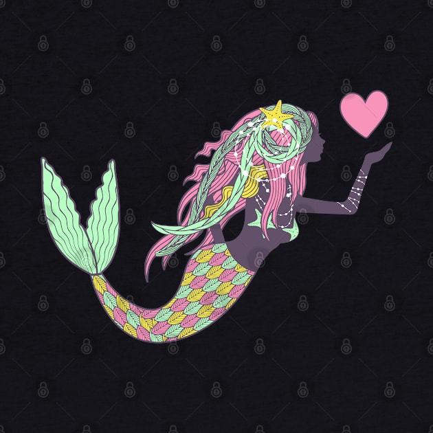 Cute Pastel Mermaid with Heart by Anna Rose Design